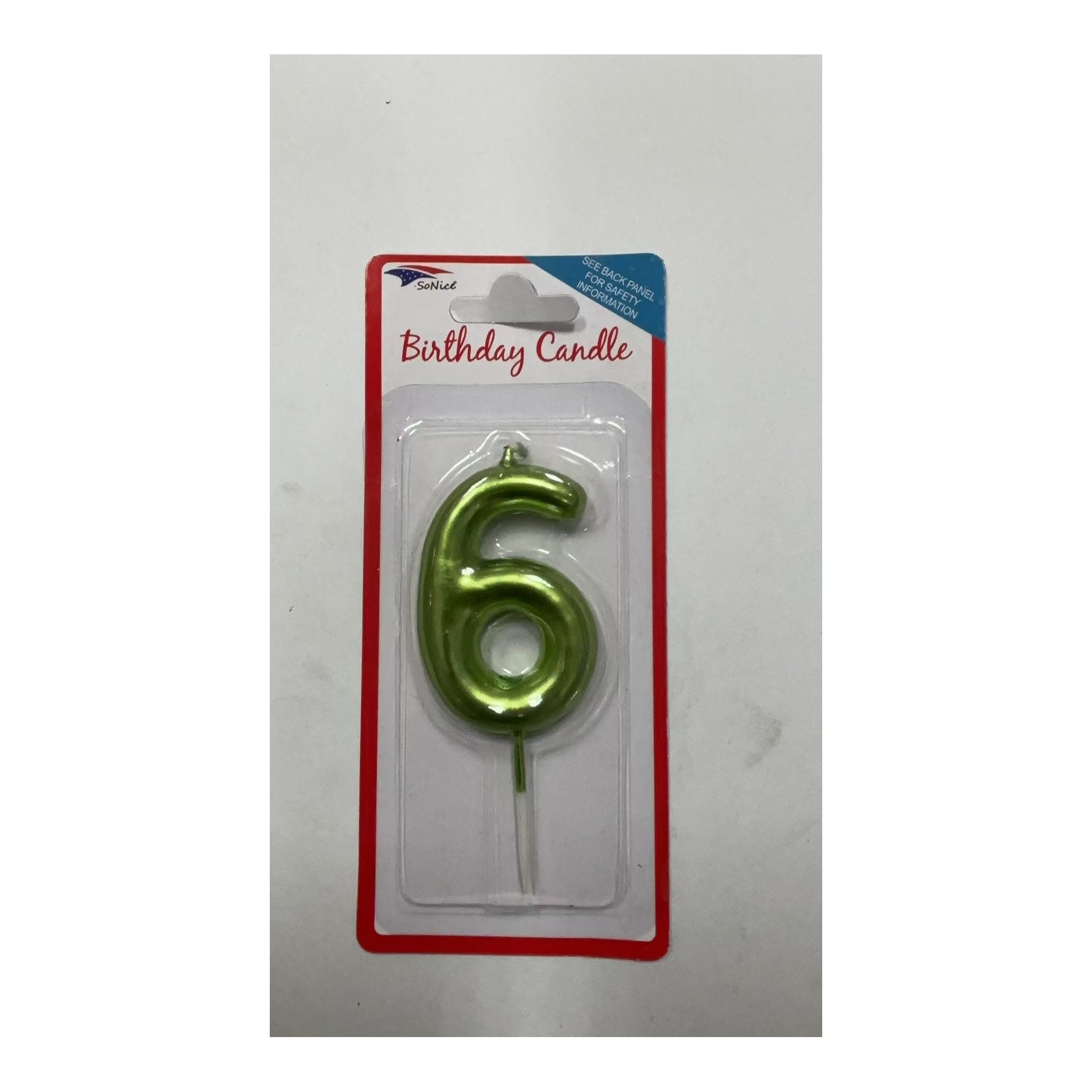 Birthday Number Candles 6 Lime Green
